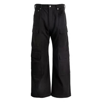 Rick Owens Trousers With Cargo Pockets And Wide Leg In Black