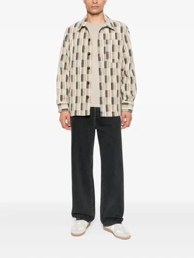 Apc Checked Wool Jacket In Neutral