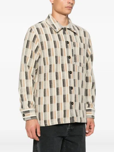 Apc Checked Wool Jacket In Neutral