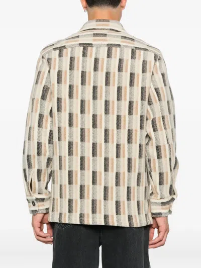 Apc Checked Wool Jacket In Neutral