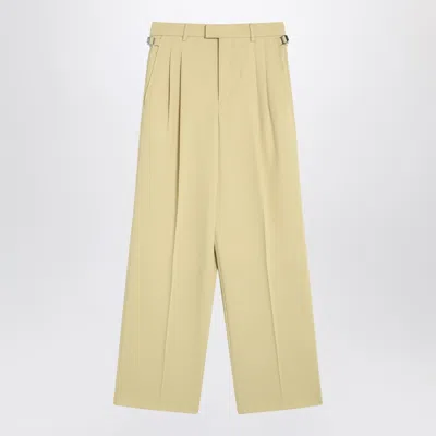 Ami Alexandre Mattiussi Ami Paris Wide Lime-coloured Wool Trousers Women In Brown