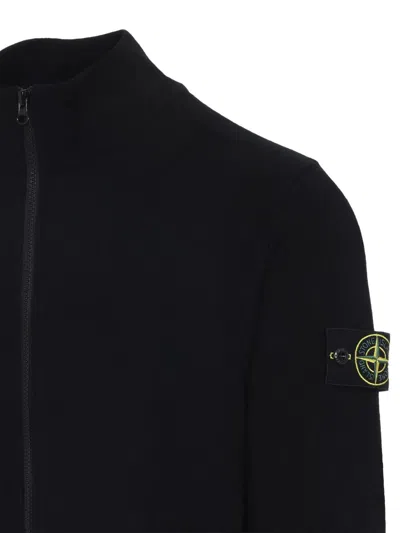 Stone Island Sweater Wool Blend Standing Collar In Black