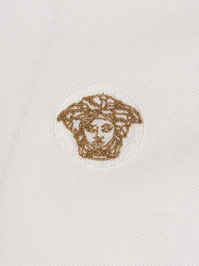Versace Greca Short-sleeved Polo Shirt In Optical White