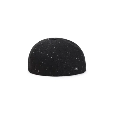 Maison Michel Black Sequin Embellished Hat In Black
