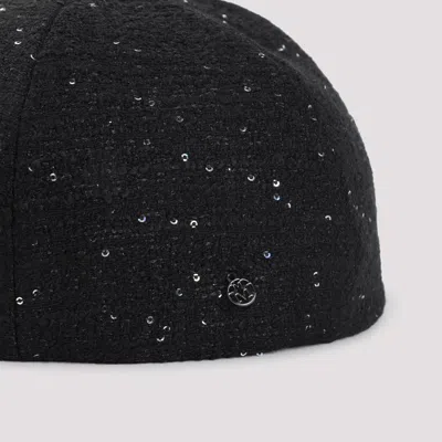 Maison Michel Black Sequin Embellished Hat In Black