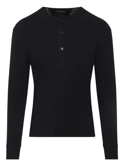 Tom Ford Long-sleeved Henley Top With Buttoned Placket And Fitted Silhouette