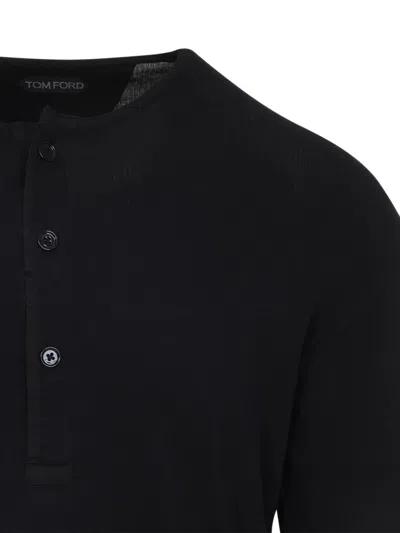 Tom Ford Long-sleeved Henley Top With Buttoned Placket And Fitted Silhouette