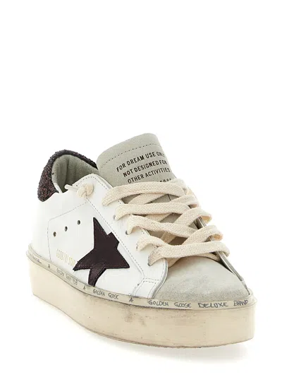 Golden Goose Deluxe Brand White Hi Star Sneakers In Brown