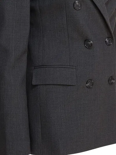 Semper Double-breasted Pocketed Blazer In Black