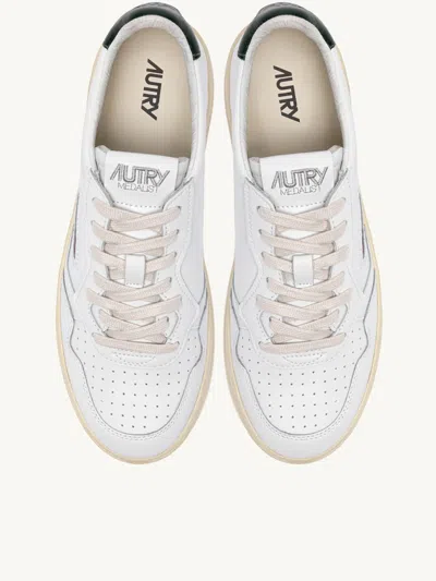 Autry Medalist Sneakers In White And Blue Leather In White