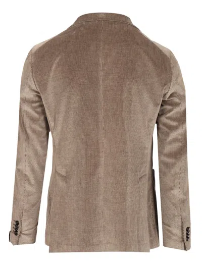Tagliatore Montecarlo Velluto Tortora 91 Cot 8 Cach 1 Stretch Jackets Brown In Brown