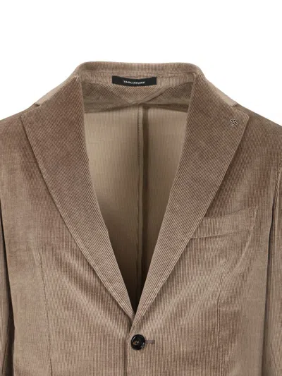 Tagliatore Montecarlo Velluto Tortora 91 Cot 8 Cach 1 Stretch Jackets Brown In Brown