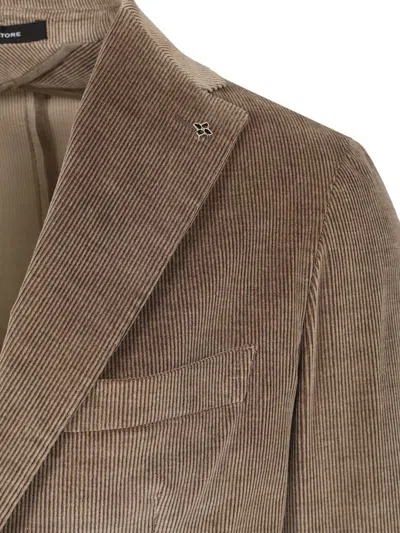 Tagliatore Montecarlo Velluto Tortora 91 Cot 8 Cach 1 Stretch Jackets Brown In Brown