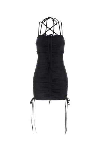 Balenciaga Women Black Stretch Nylon Mini Dress In Black