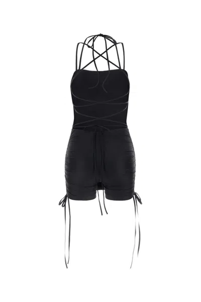 Balenciaga Women Black Stretch Nylon Mini Dress In Black