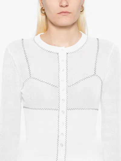 Tory Burch Mesh Cardigan In White