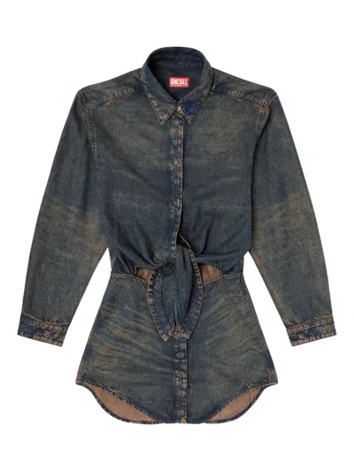 Diesel Denim-inspired Mini Dress With Button-down Front In Multi