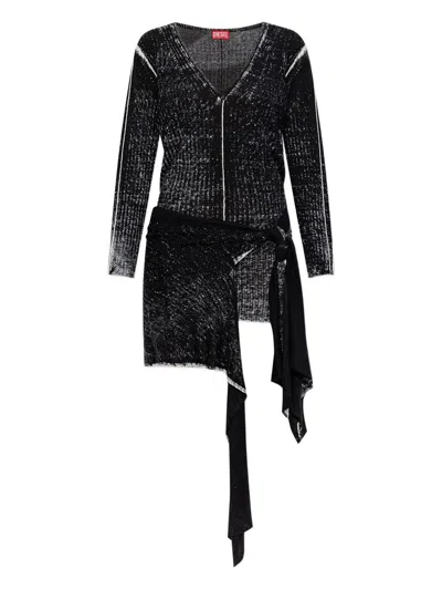 Diesel Tie-detail Asymmetric Dress In Black