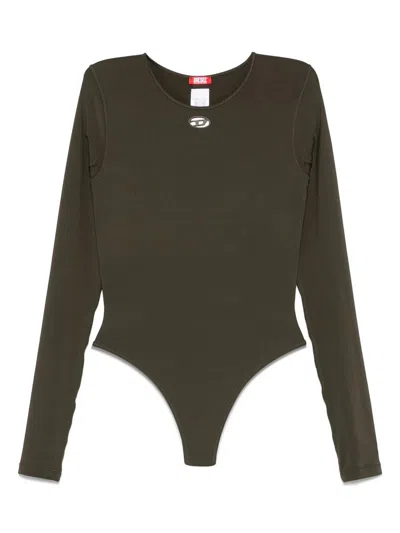 Diesel Fitted Green Long-sleeve Top In Brown