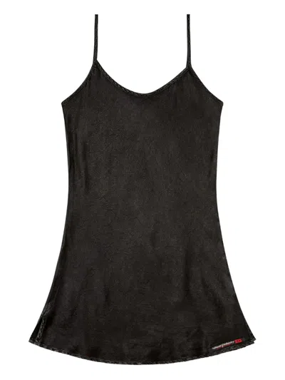 Diesel Logo-print Slip Dress In Black
