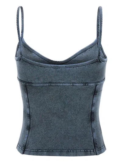 Diesel Womens 01a T-ony Denim-effect Stretch-cotton Jersey Cami Top In Blue
