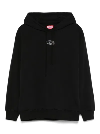Diesel Logo-embroidered Hoodie In Black