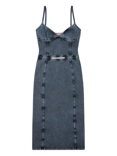 Diesel Knee Length Dress Belt Detail In Blue