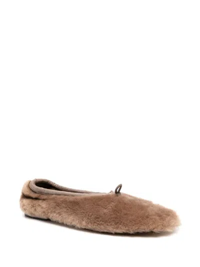 Hereu Women Puntera Shearling Ballets In Brown