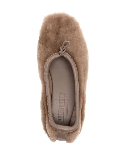 Hereu Women Puntera Shearling Ballets In Brown