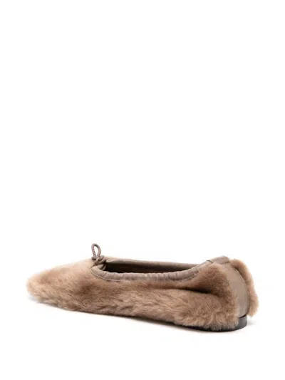 Hereu Women Puntera Shearling Ballets In Brown