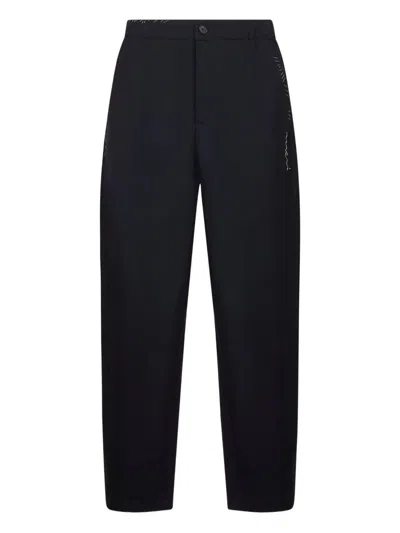 Marni Embroidered Pocket Wool Trousers In Black