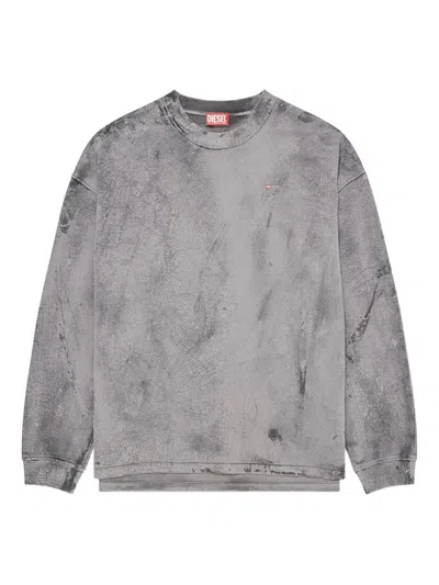 Diesel Mens 93ra S-baxt-t1 Cracked-effect Cotton-jersey Sweatshirt In Gray
