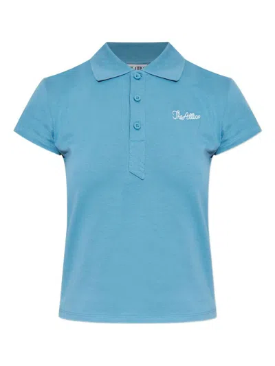 Attico Collared Polo Shirt Short Sleeves In Blue