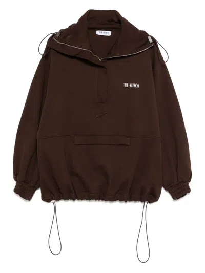 Attico Oversized Blouson With High Collar In Brown