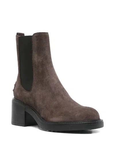 Tod's Suede Ankle Boots Shoes In Brown