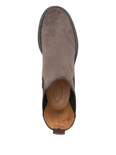 Tod's Suede Ankle Boots Shoes In Brown