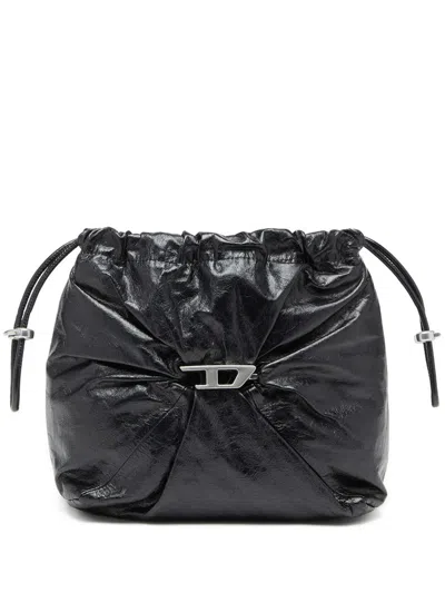 Diesel Scrunch-d-bucket Bag In Shiny Wrinkled Leather