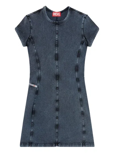 Diesel Mini Dress In Denim-look Jersey In Blue