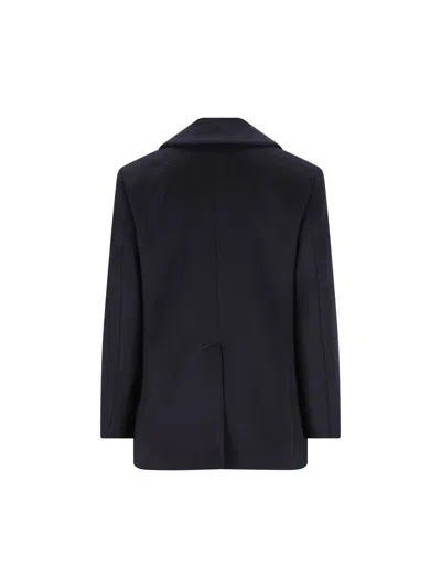 Givenchy Double-breasted Coat Featuring Front Pockets In Black