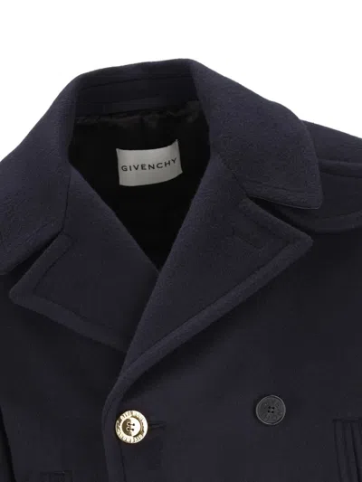 Givenchy Double-breasted Coat Featuring Front Pockets In Black