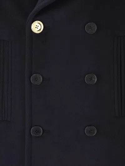 Givenchy Double-breasted Coat Featuring Front Pockets In Black