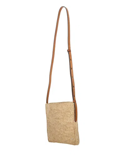 Helen Kaminski Raffia Leather-trimmed Shoulder Bag In Neutral