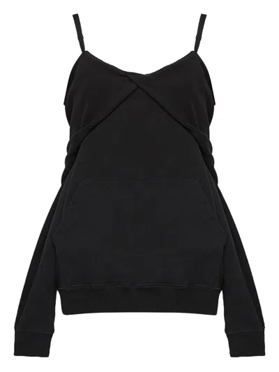 Mm6 Maison Margiela Cotton Sweatshirt With Dropped Shoulders In Black