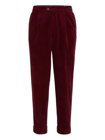 Brunello Cucinelli Cotton Corduroy Leisure Fit Trousers In Red