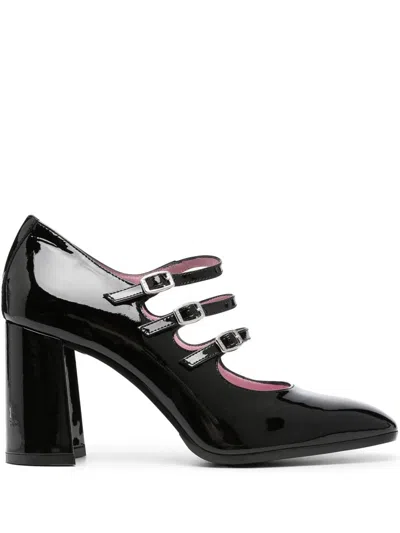 Carel Paris Triple Buckle Strap Block Heel Pumps In Black
