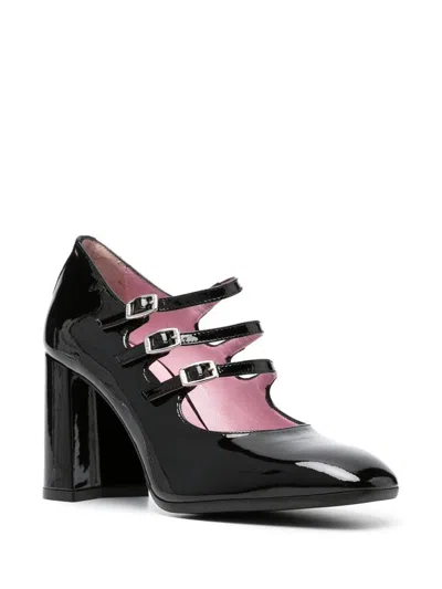 Carel Paris Triple Buckle Strap Block Heel Pumps In Black