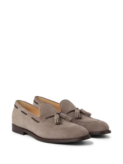 Brunello Cucinelli Suede Tassel Loafers In Neutral