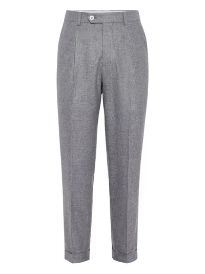 Brunello Cucinelli Timeless Chino Trousers With Pockets In Gray