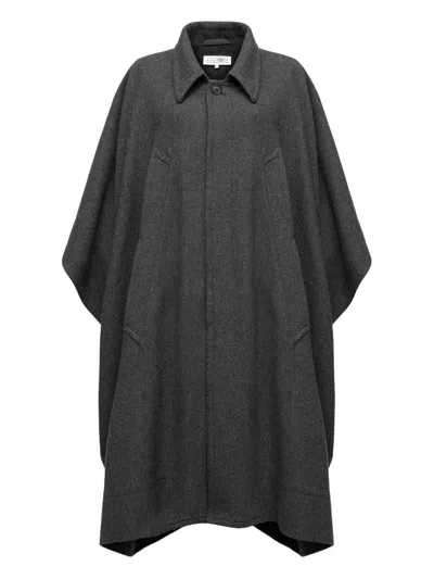 Mm6 Maison Margiela Grey Coat With Wool Trim In Gray