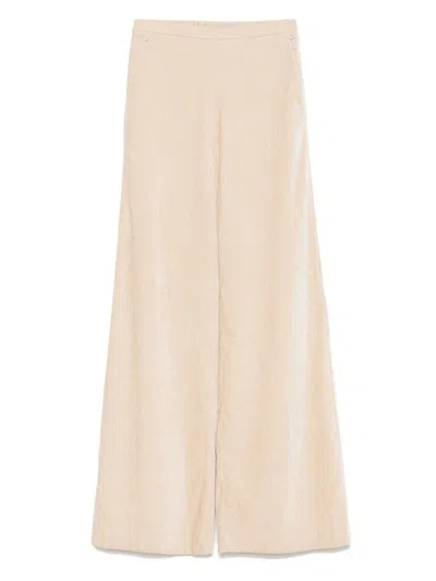 Forte Forte High-waisted Wide Leg Velvet Trousers In Pink